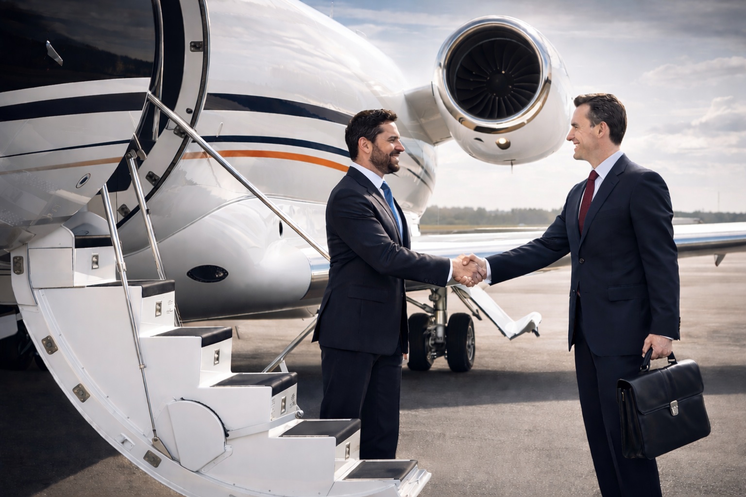 Private jet on tarmac